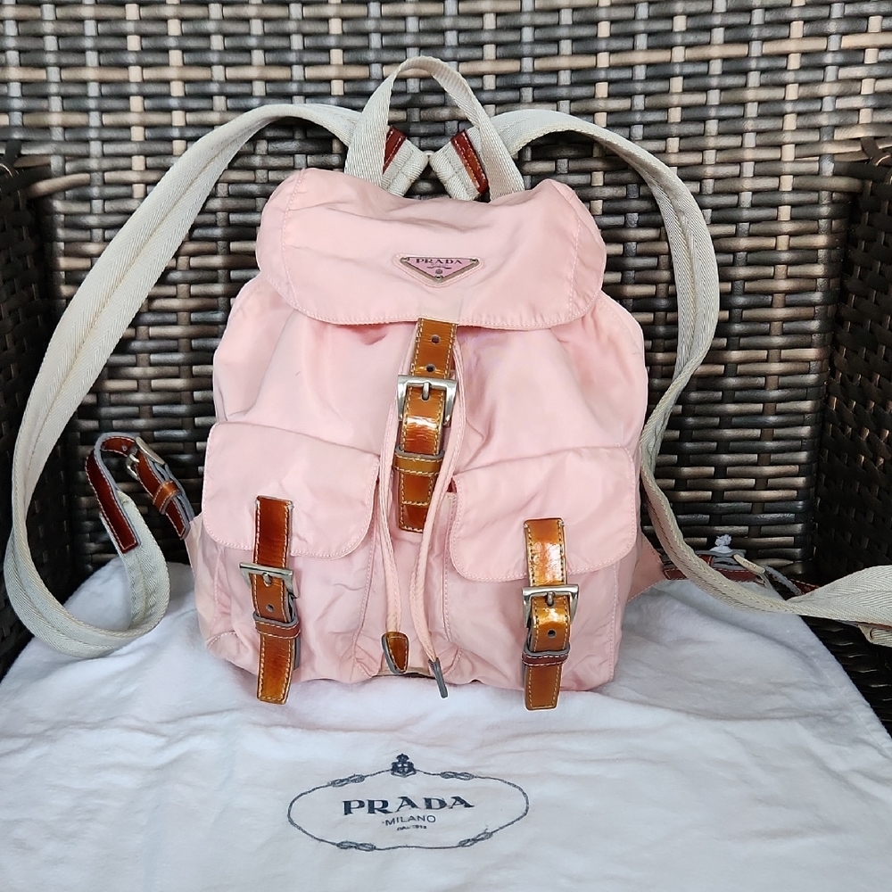 Prada Pink Nylon Backpack Authentic Pink Color